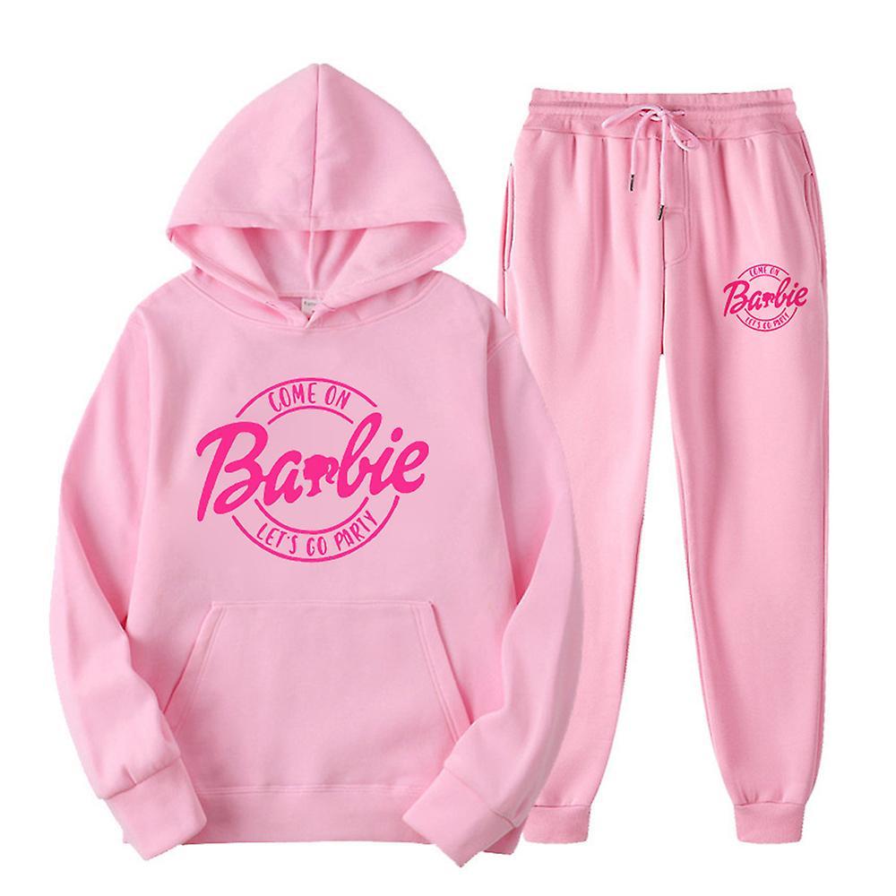 Manchalk Barbie Tracksuit Womens Printed Pullover Hoodies And Sweatpants 2 Piece Outfit Set Jogging Sweatshirt Set Pink L