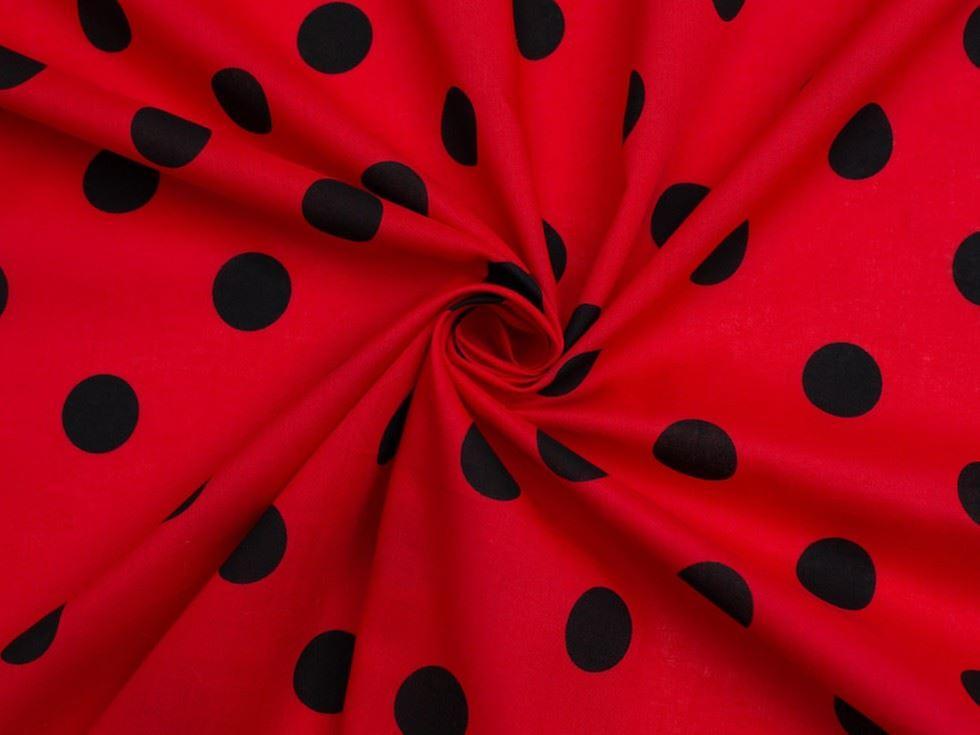 Minerva Core Range Printed Polycotton Fabric Red & Black