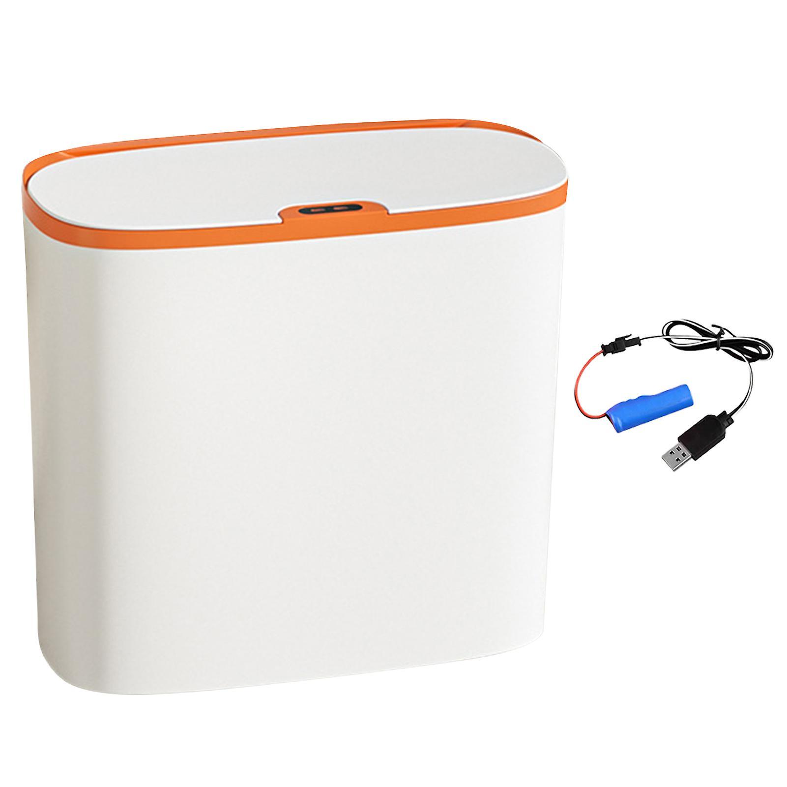 Yirtree Smart Trash Can Automatic Sensor Dustbin Large Capacity Low Noise Waterproof Hands-free Touchless Garbage Can Waste Bin White   Orange Char...