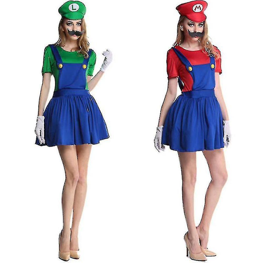 Ssyy Super Mario Luigi Cosplay Costume Adult Kids Fancy Dress Up Outfit Clothing S Red Girls