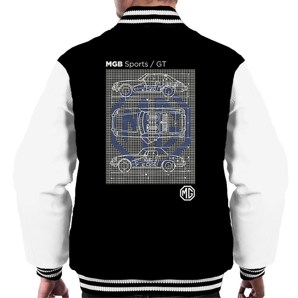 MG B Sports GT British Motor Heritage Men's Varsity Jacket Black/White Small