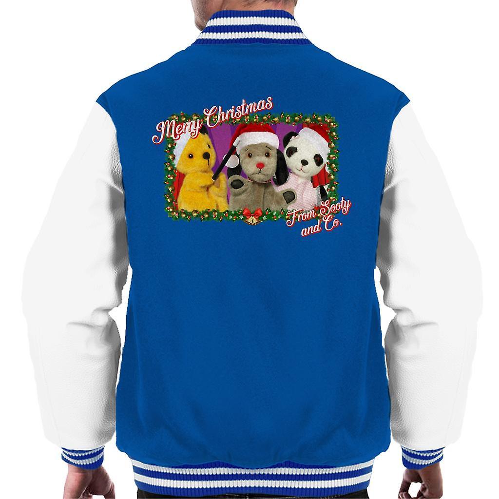 Sooty Christmas Merry Xmas From Sooty And Co Men's Varsity Jacket Royal/White Large