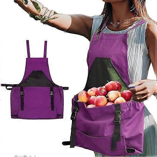 Aiducho FCOUIID Harvest Apple Picking Bag - Waterproof 600D Fruit Storage Apron Pouch for Outdoor Orchard, Farm, Garden, Heavy Duty purple