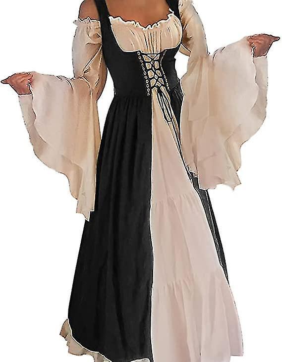 Maromalife Womens's Medieval Renaissance Costume Cosplay Over Dress Black M