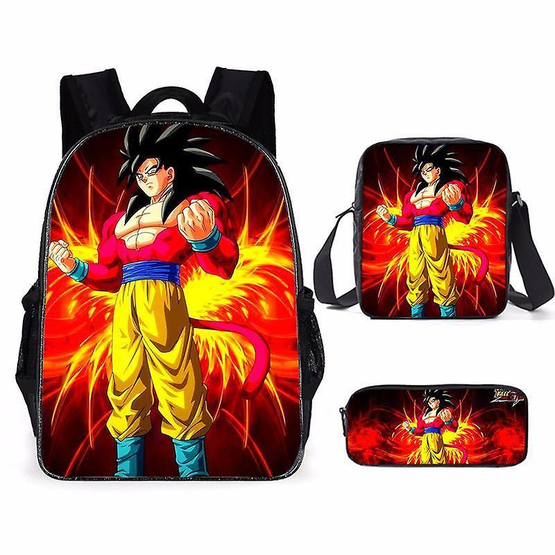 Shznv Anime Cartoon Dragon Ball Backpack Student School Bag Shoulder Bag Pencil Bag Three-piece Set