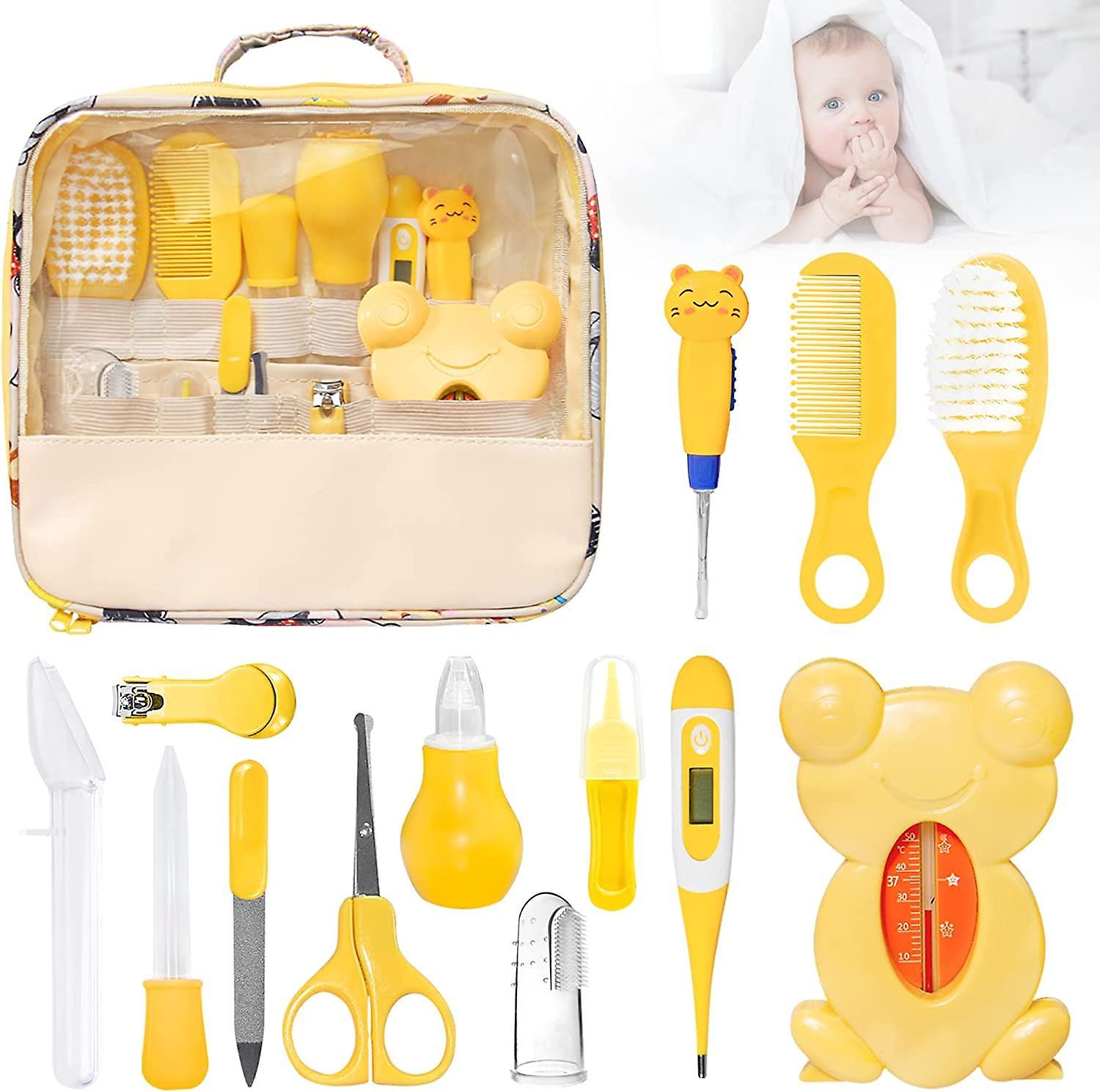 Szczw 13pcs Baby Grooming Kit, Complete Baby Grooming Kit, Portable Daily Care Grooming Kit Newborn Baby Bath Thermometer, Nail Clippers, Scissors,...