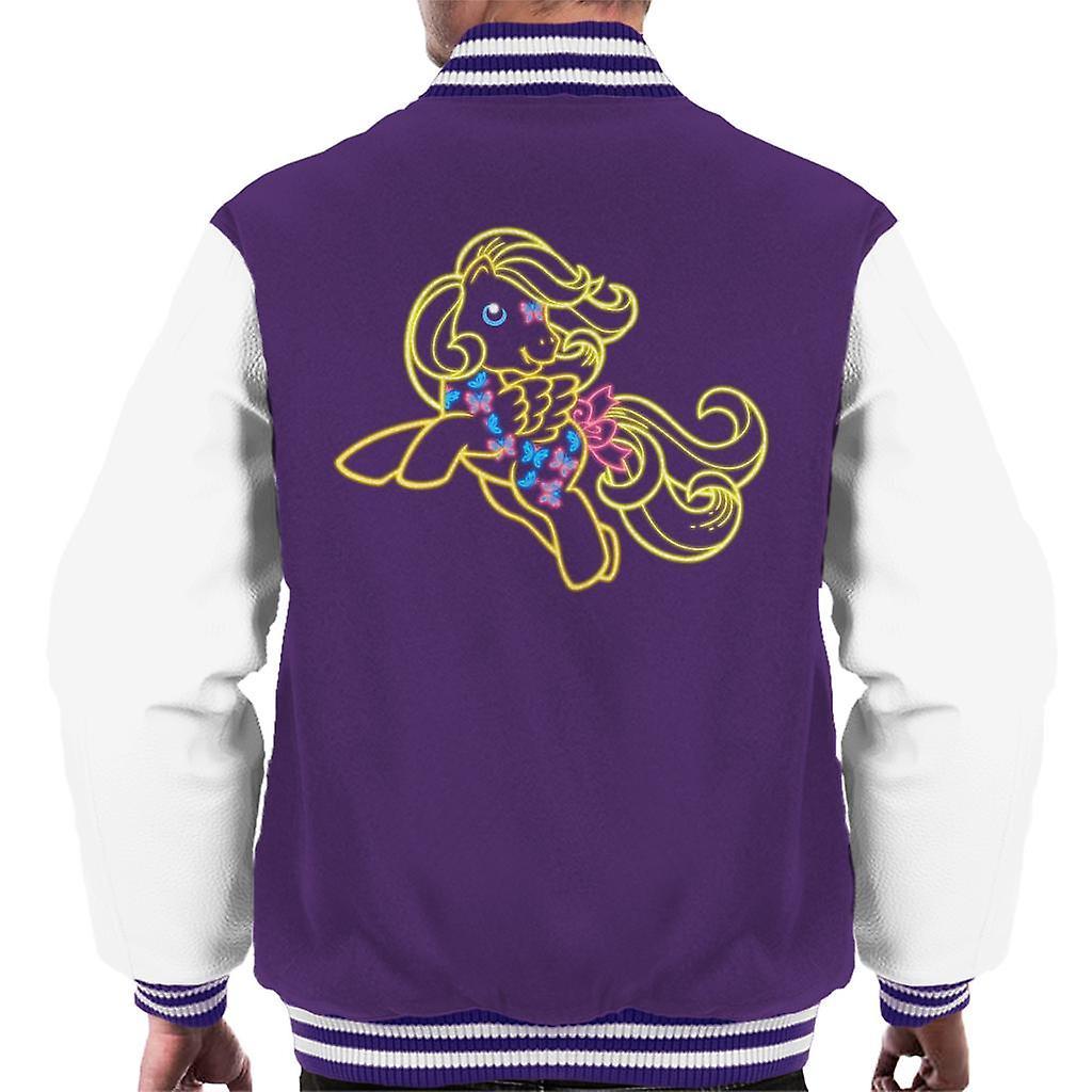 My Little Pony Yellow Neon Men's Varsity Jacket Purple/White Small