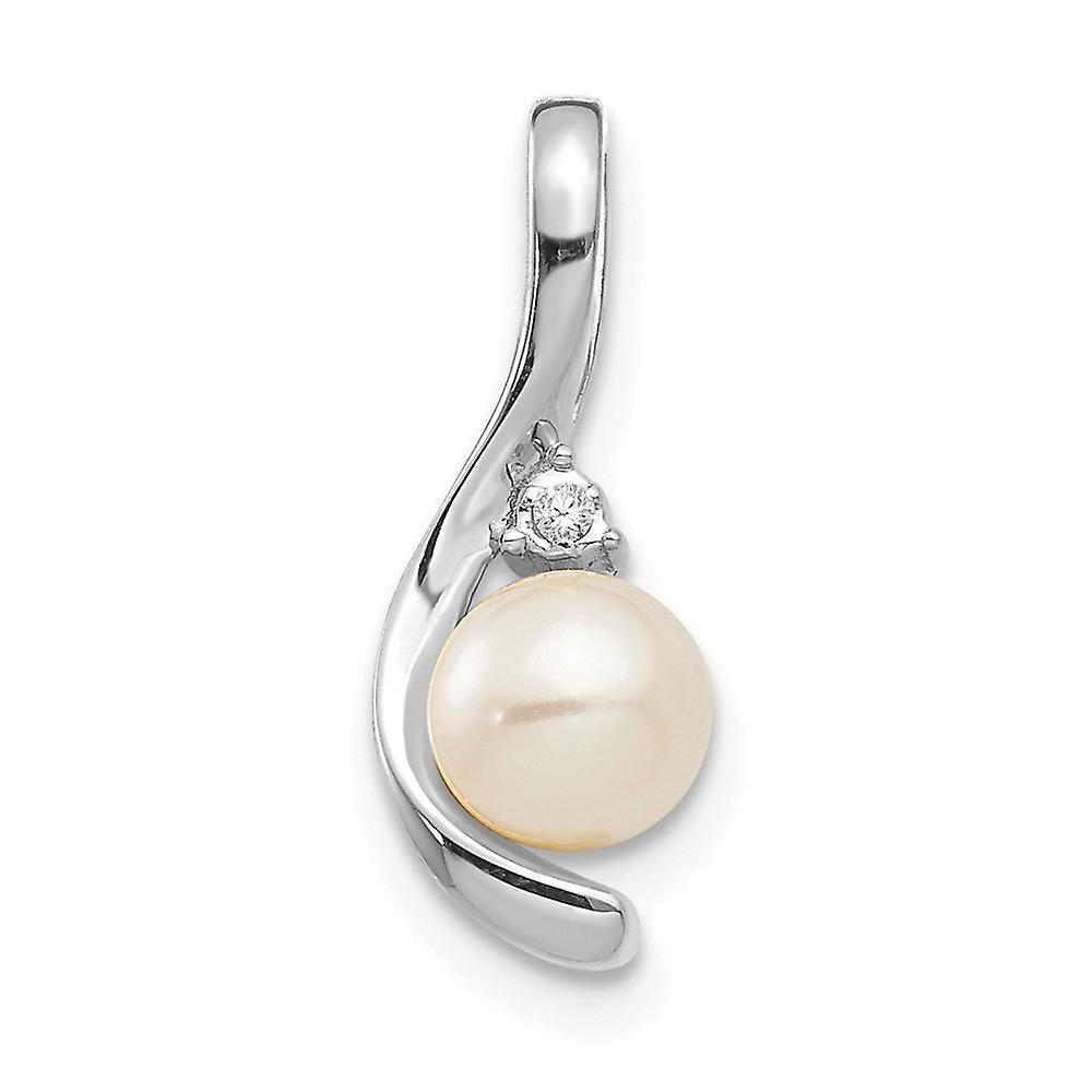 JewelryWeb 14k White Gold Polished Freshwater Cultured Pearl Diamond Pendant Necklace Measures 17x7mm Wide Jewelry for Women