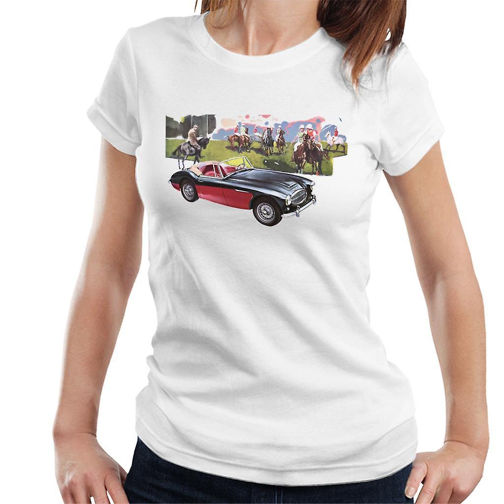 Austin Healey Background Of Sport Horses British Motor Heritage Women's T-Shirt White Large