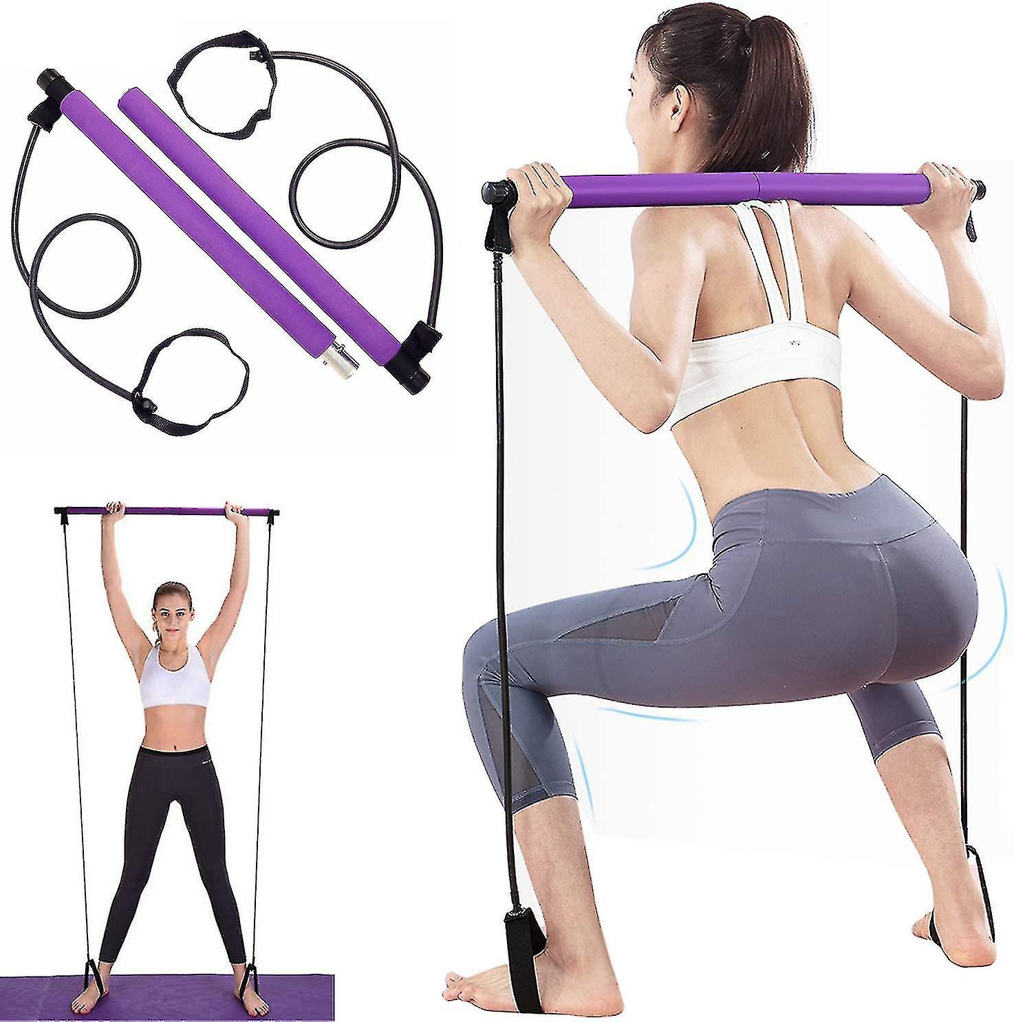 Csk Pilates Exercise Bar With Resistance Band,for Whole-body Workouts