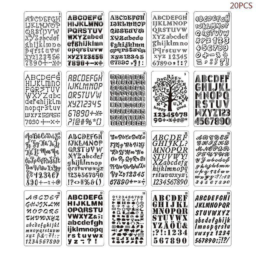 Bxs 20pcs/set Letter Alphabet Number Stencil Diy Drawing Template Painting Scrapbook