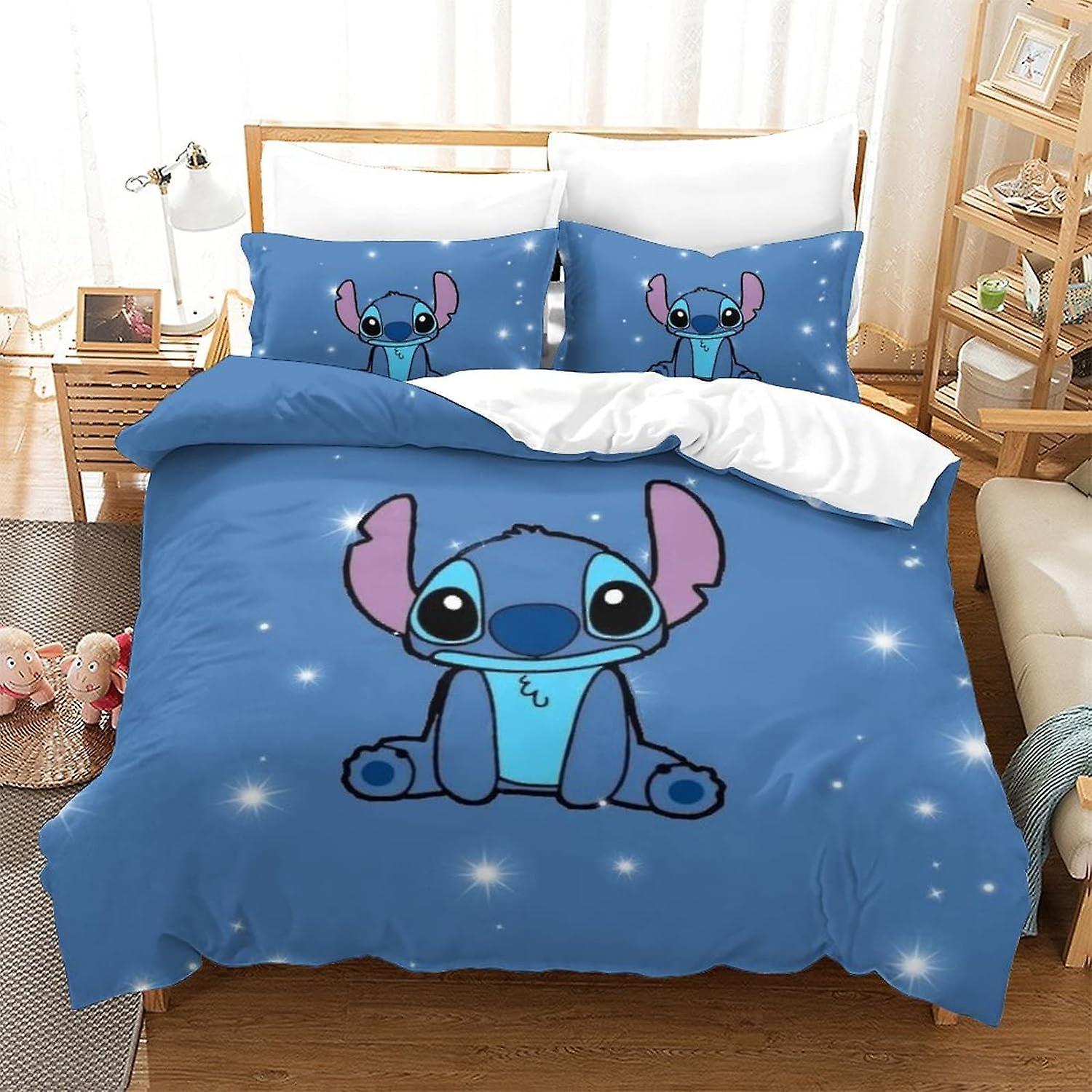 Kerota Stitch Duvet Cover Set Animated Characters Bed Set pcs Lilo & Stitch Bed Set with Pillowcases for Adults and Teens Double 135*200 CM King220...