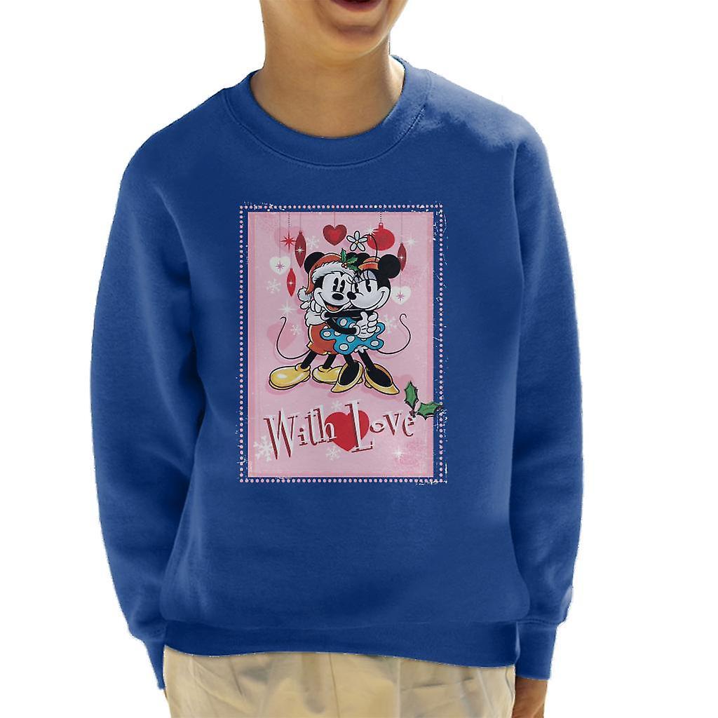 Disney Christmas Mickey And Minnie Mouse With Love Kid's Sweatshirt Royal Blue Medium (7-8 yrs)