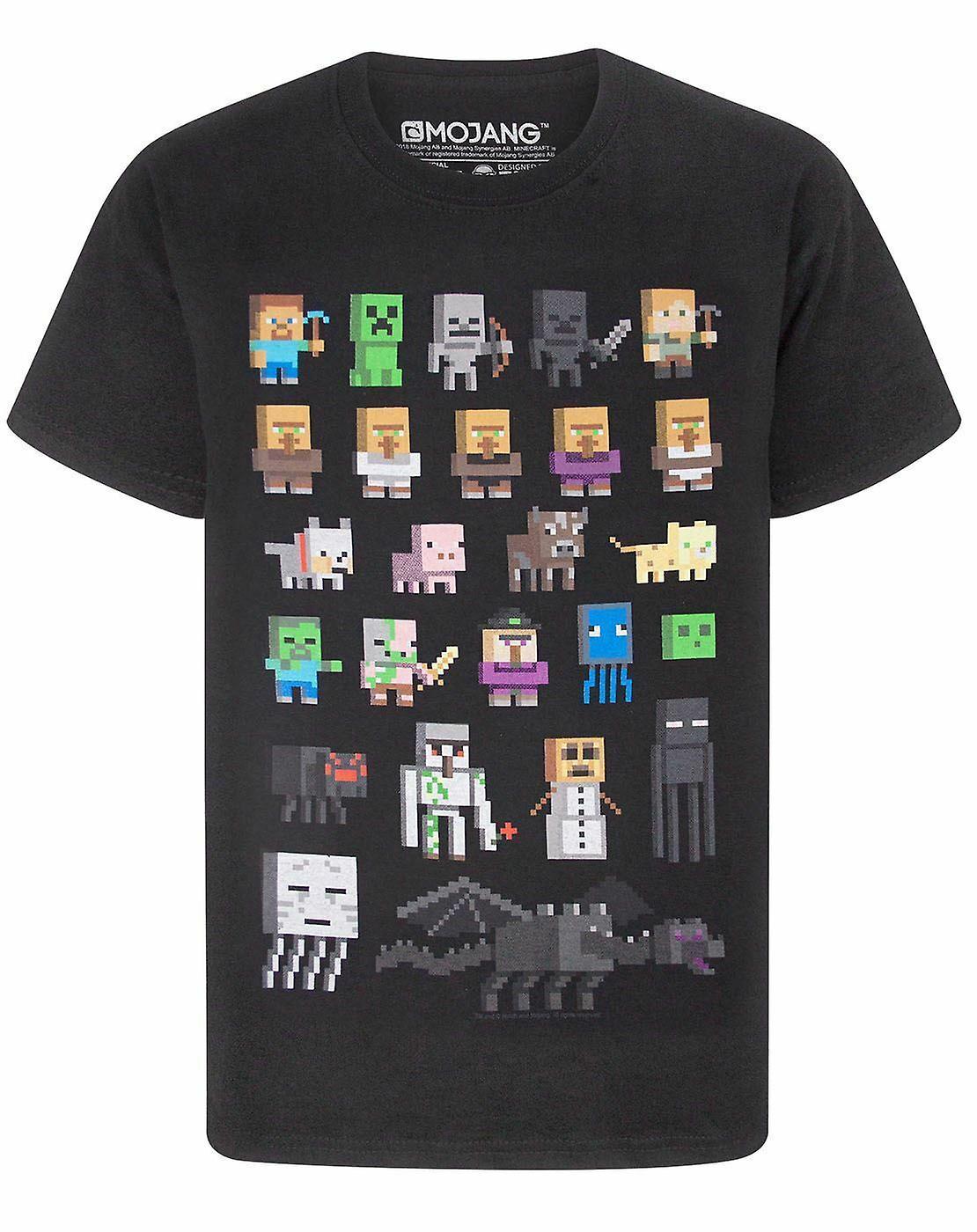 Vanilla Underground Minecraft Boys Short Sleeved T-Shirt Black Sprites 11-12 Years