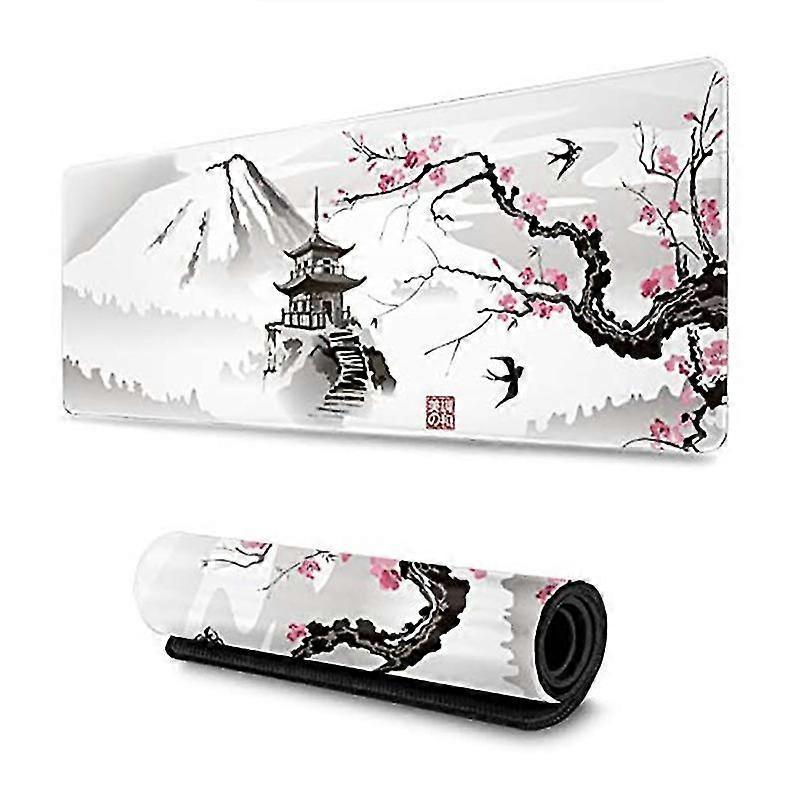 Zhiyi Cherry Blossom Mouse Pad Gaming Mouse Pad 31.5 X 11.8 Inch Pink Sakura Mouse Pad Stitched Edges