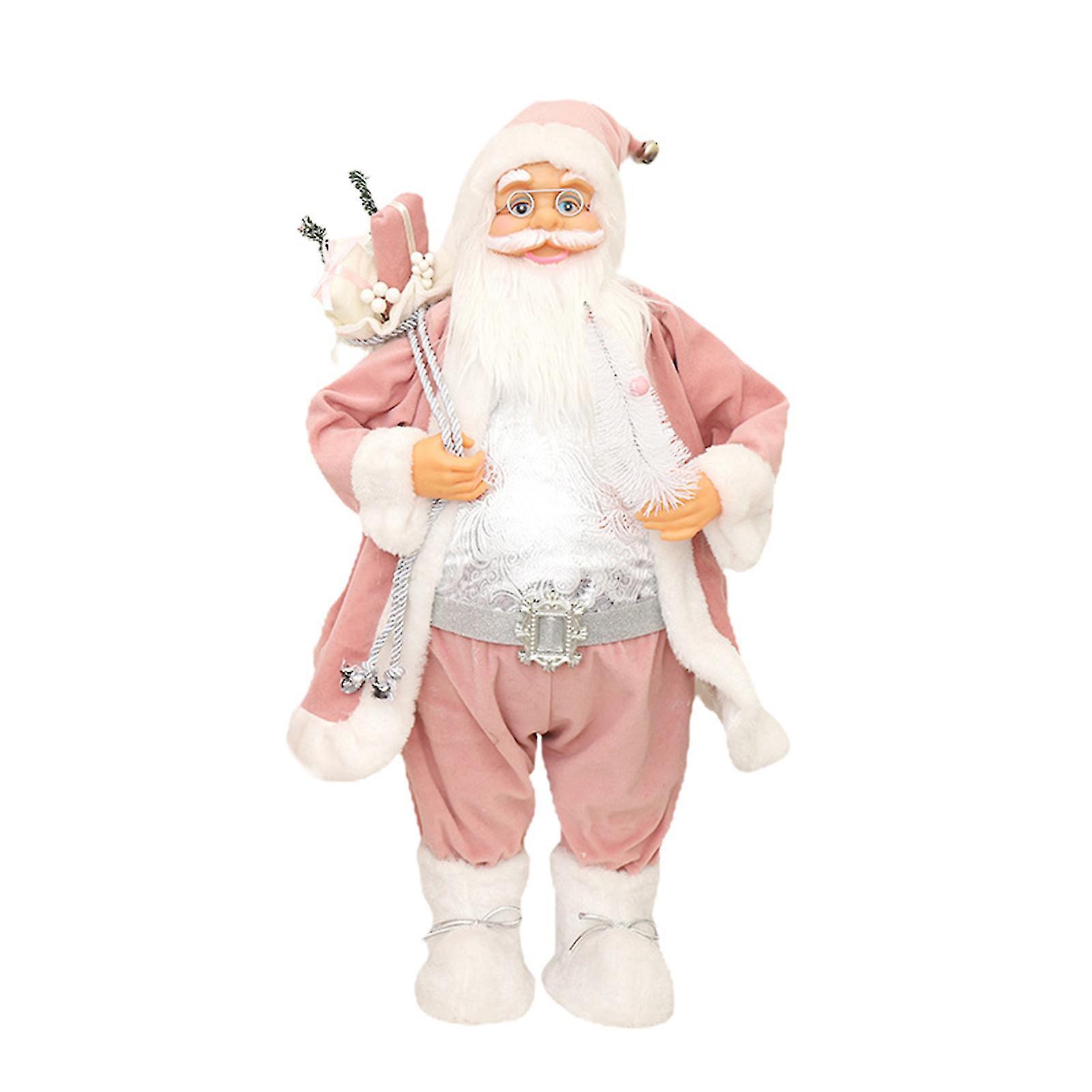 Sitabo Pink Standing Santa Ornament For Holiday Fireplace Party Home Decoration 45cm