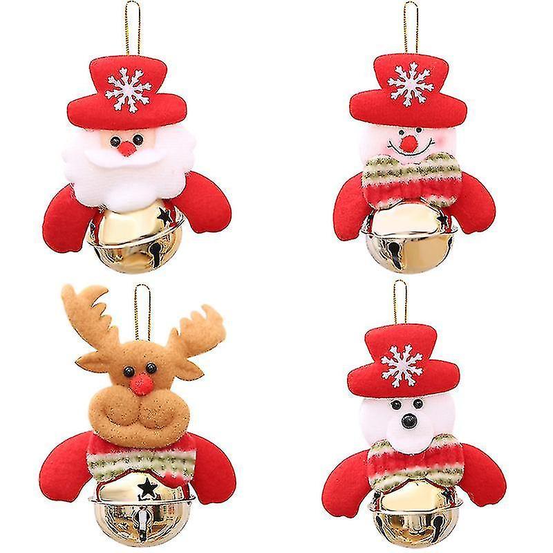 Tianzun Christmas Decorations, 4pcs Christmas Ornaments Stars Xmas Tree Hanging Ornaments Santa Claus Snowman Bear Elk