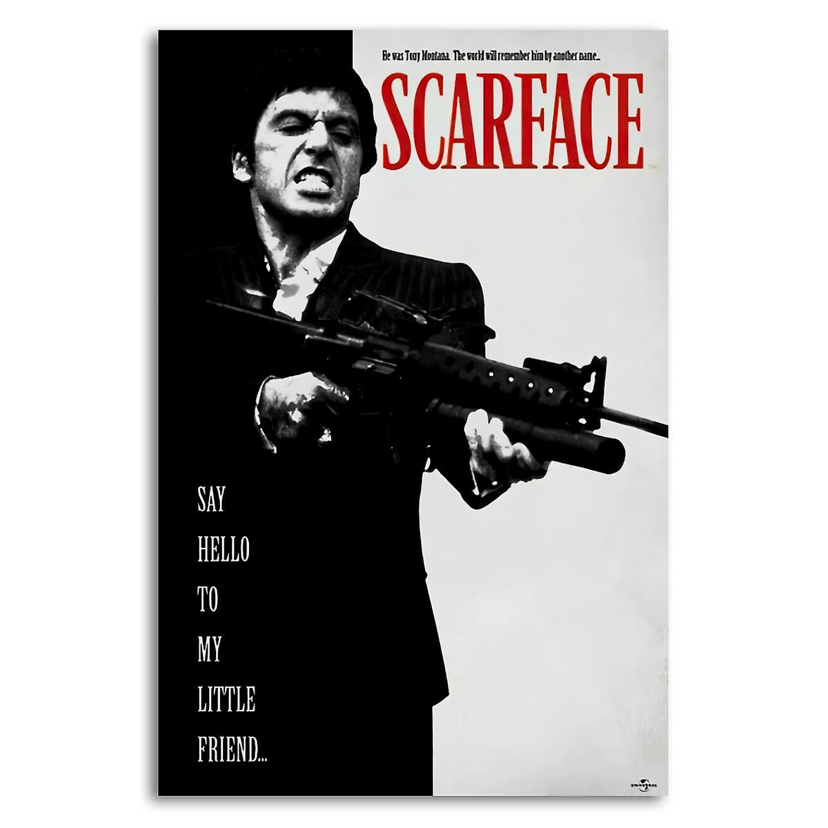 Gamurry Scarface - Movie (Say Hello To My Little Friend - Tony Montana) Poster Cover Canvas Poster Bedroom Sports Landscape Office Room Perfect for...