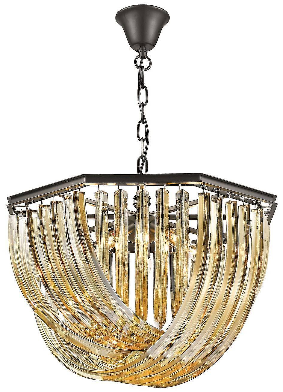 Spring 5 Light Ceiling Pendant Black Chrome Champagne gold with Crystals E14