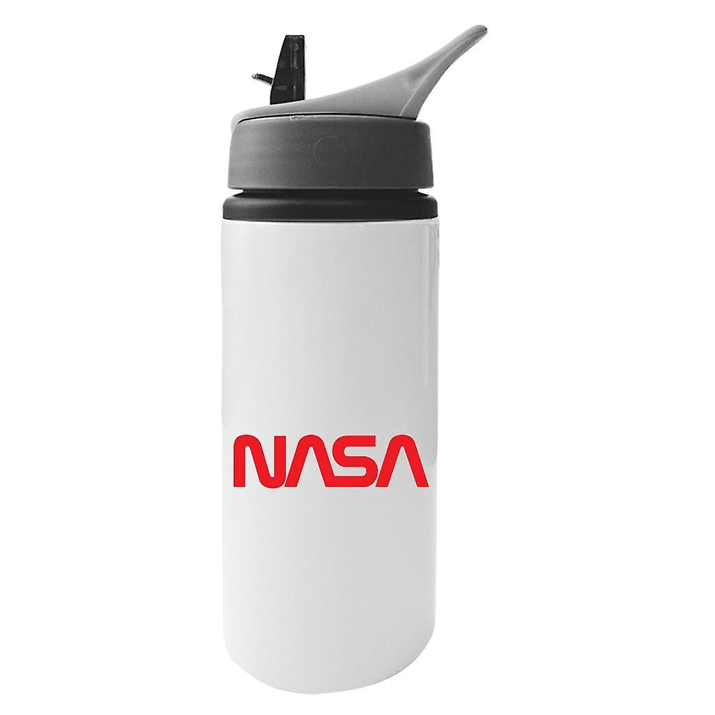 NASA Logo 1975-1992 Aluminium Water Bottle With Straw White 625ml