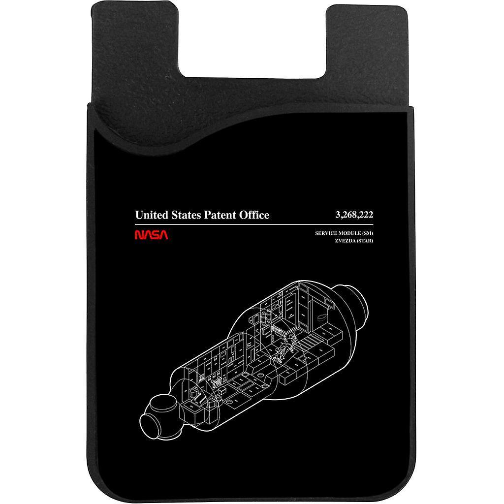 NASA Russian Service Module Blueprint Phone Card Holder Black 5.5cm x 8.5cm