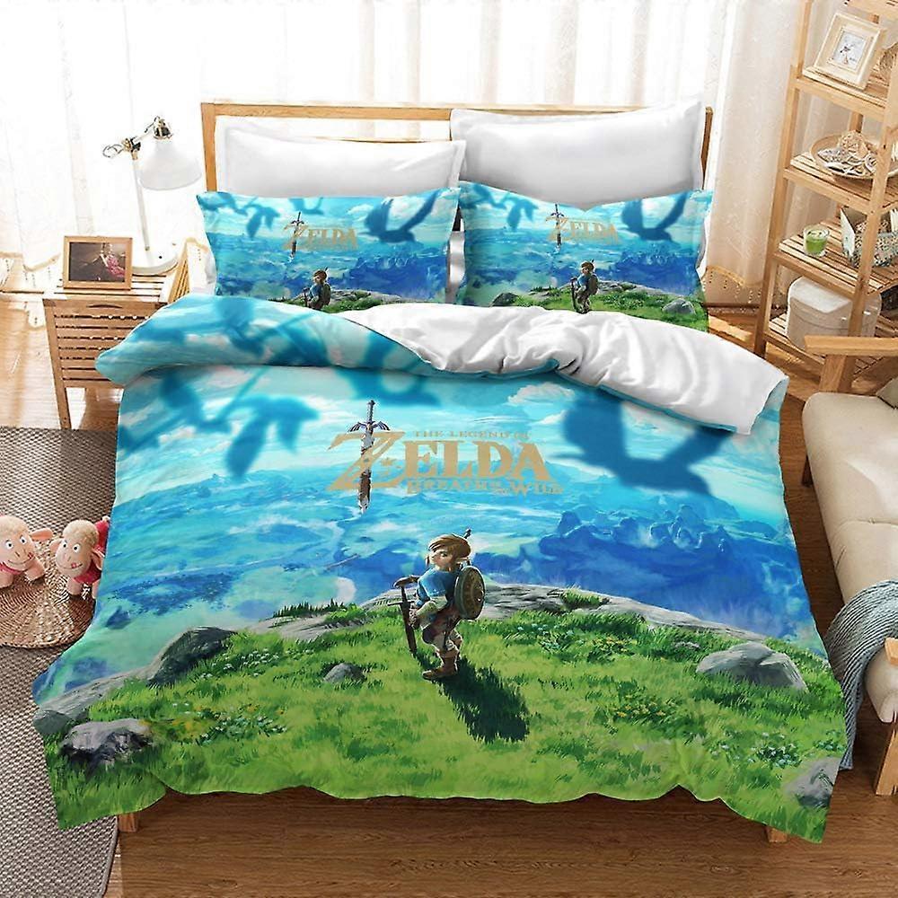 Kerota Children's Adult Bedding Set Cartoon Duvet Cover - Digital Print D Zelda with Zipper (Q) Single135x200cm