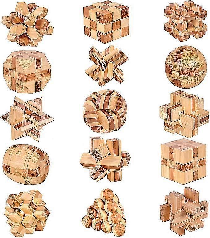 Asiv Set Of 9 3d Wooden Brain Teaser Puzzles, Iq Challenge Puzzle Games, Small Logic Mind Puzzle Box Toy Removing Assembling Lock Puzzle Gift Set F...