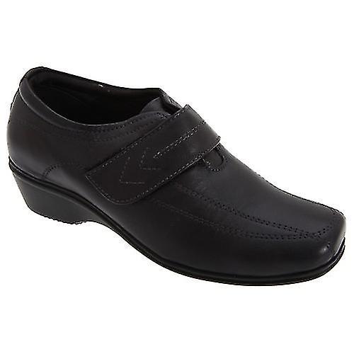 Mod Comfys Womens/Ladies Touch Fastening Softie Leather Casual Shoes Black 3 UK