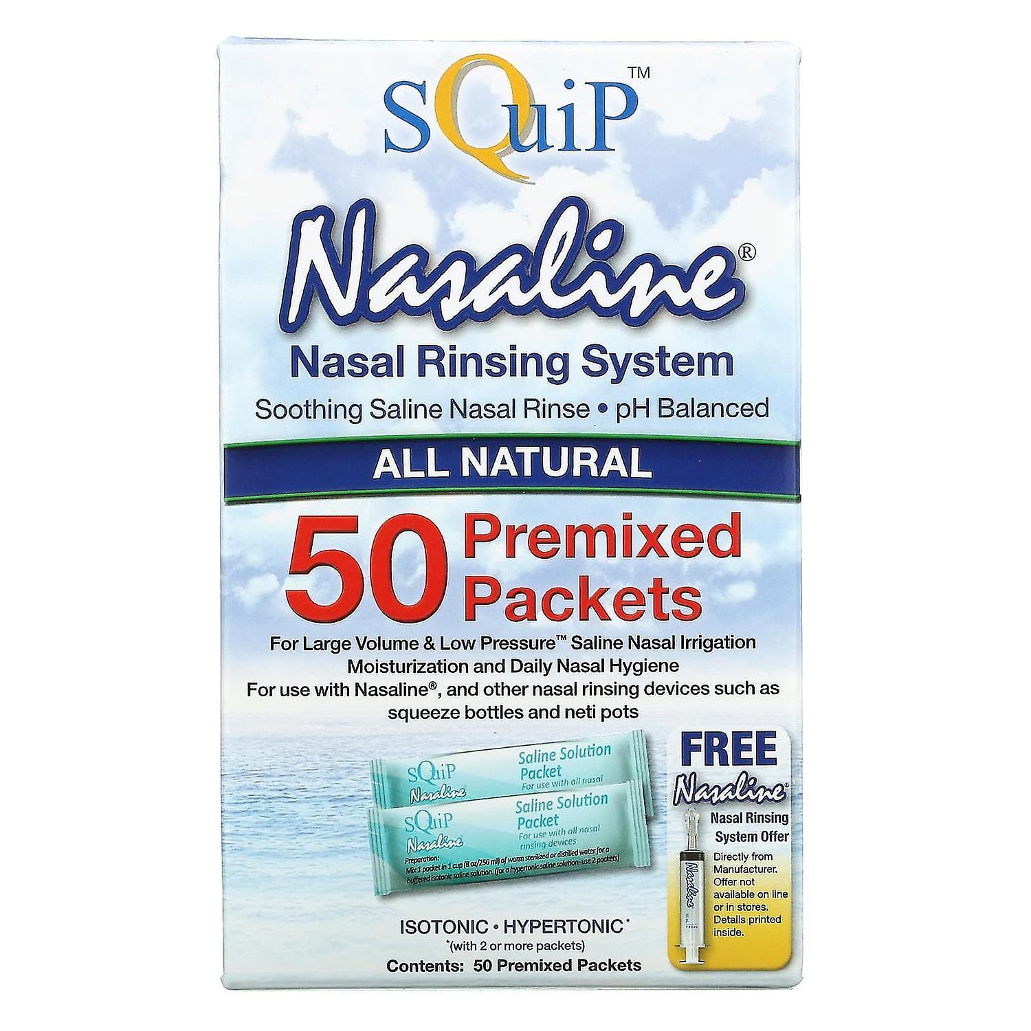 Squip, Nasaline, Nasal Rinsing System, 50 Premixed Packets