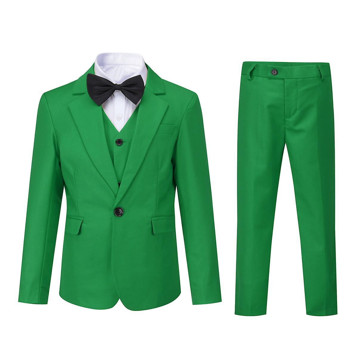 Sliktaa Boys 3Pce Wedding Dress Suit Blazer and Waistcoat and Pants Green 140CM