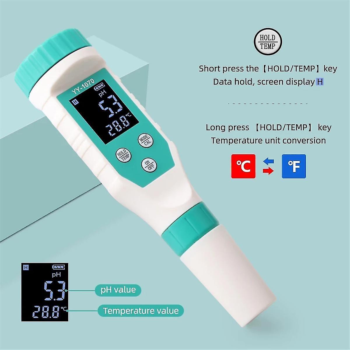 Gunest 7 In 1 Ph/free Chlorine/orp/ec/tds/salt/temp Ph Meter Swimming Pool Salinity Tester Ip67 Waterproof