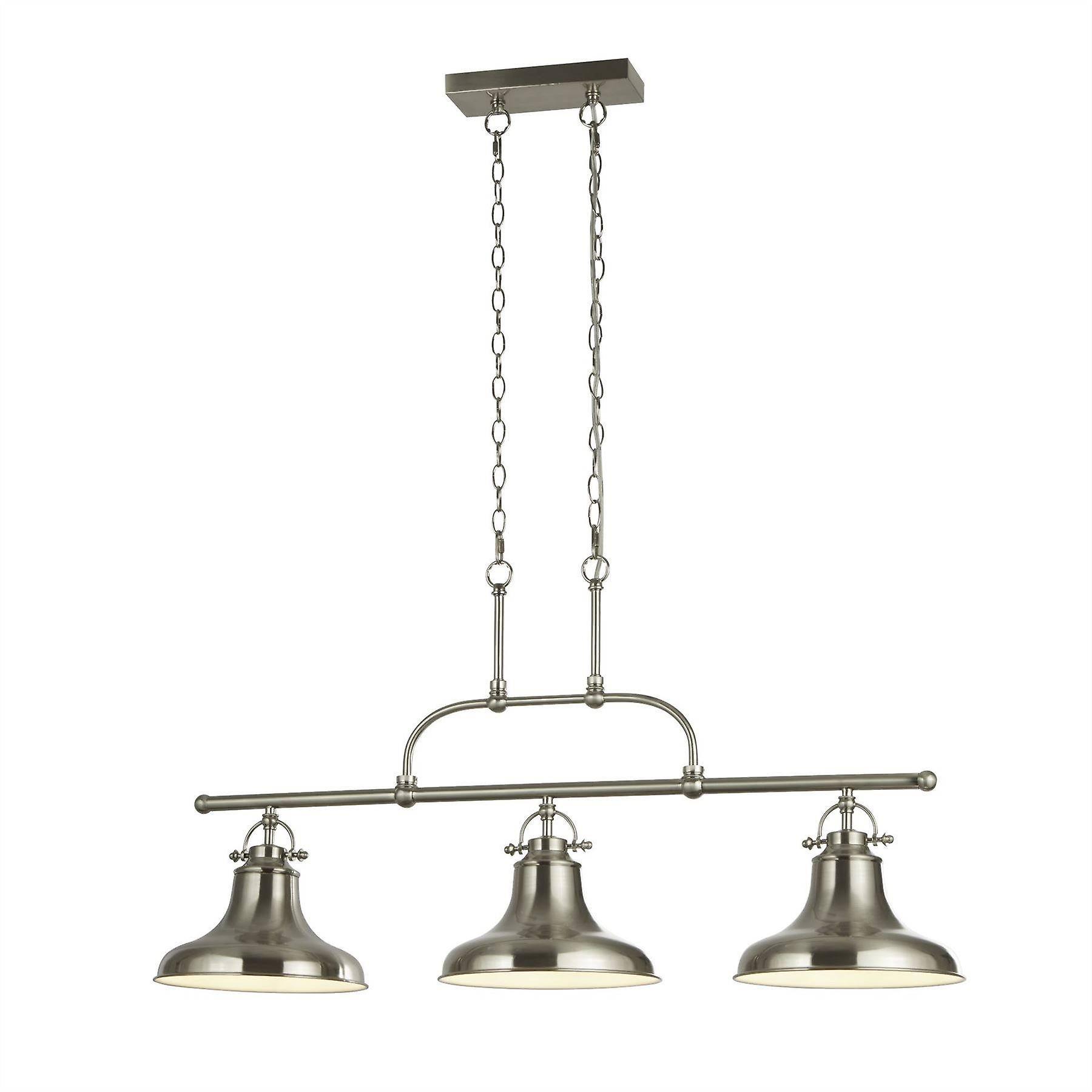 Searchlight Lighting Dallas 3 Light Bar Pendant Satin Silver, White, E27