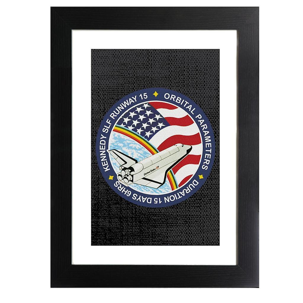 NASA STS 61B Space Shuttle Atlantis Mission Patch Framed Print Black 39 x 52 cm