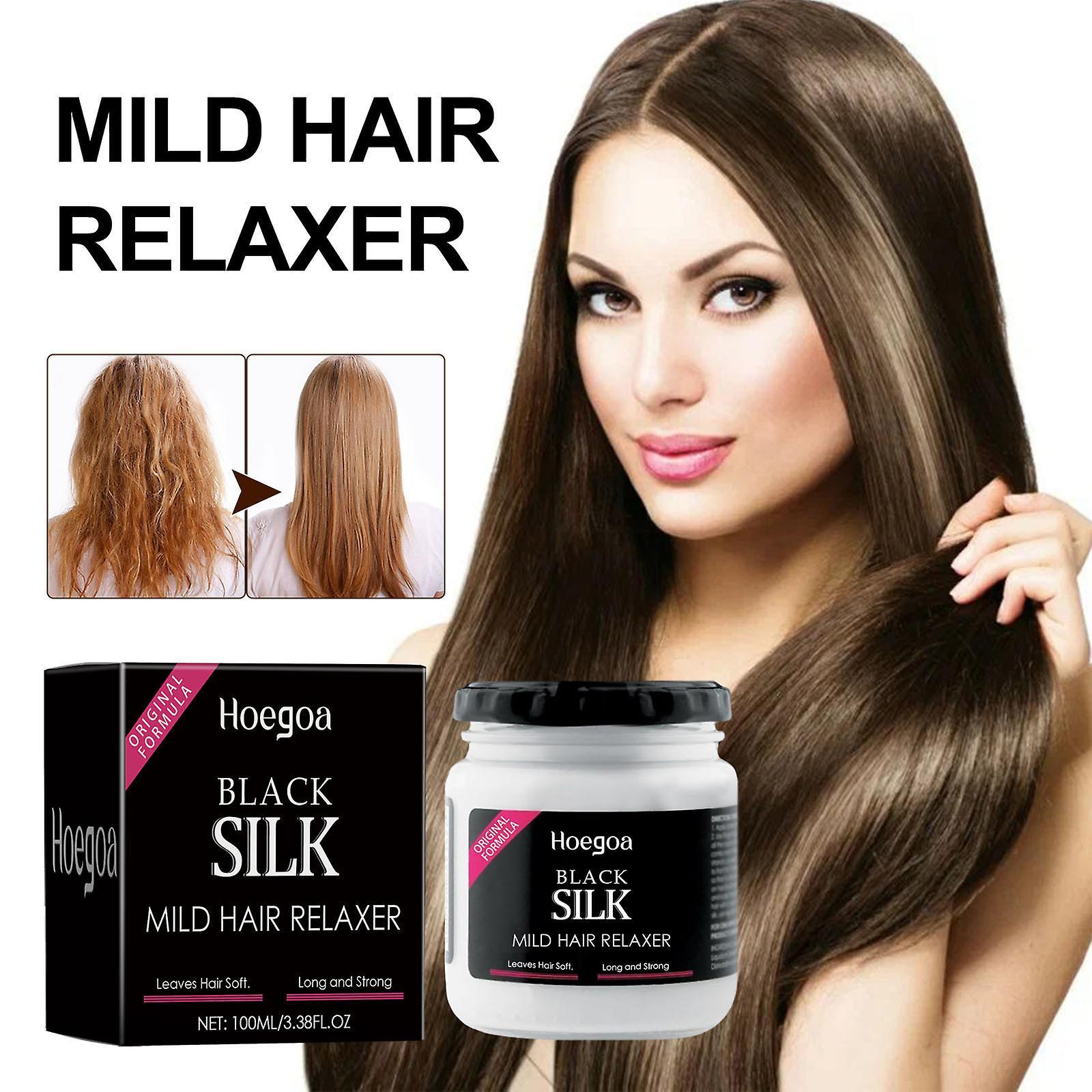 Gaoguan Black Silk Mild Hair Relaxer Conditioning For Curly Or Straight Thin Fine Hair Instant Hair Straightening For All Hair 100ml GAO3580 Free Size