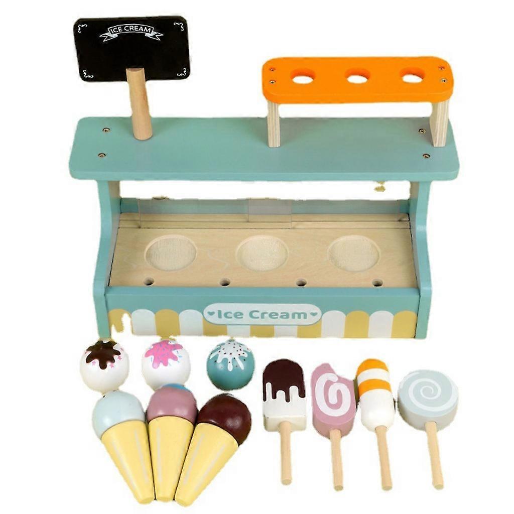 Unbrand Ice Cream Toy Cart Kid Educational Pretend Play Food Set for Kids Age 2 and Up