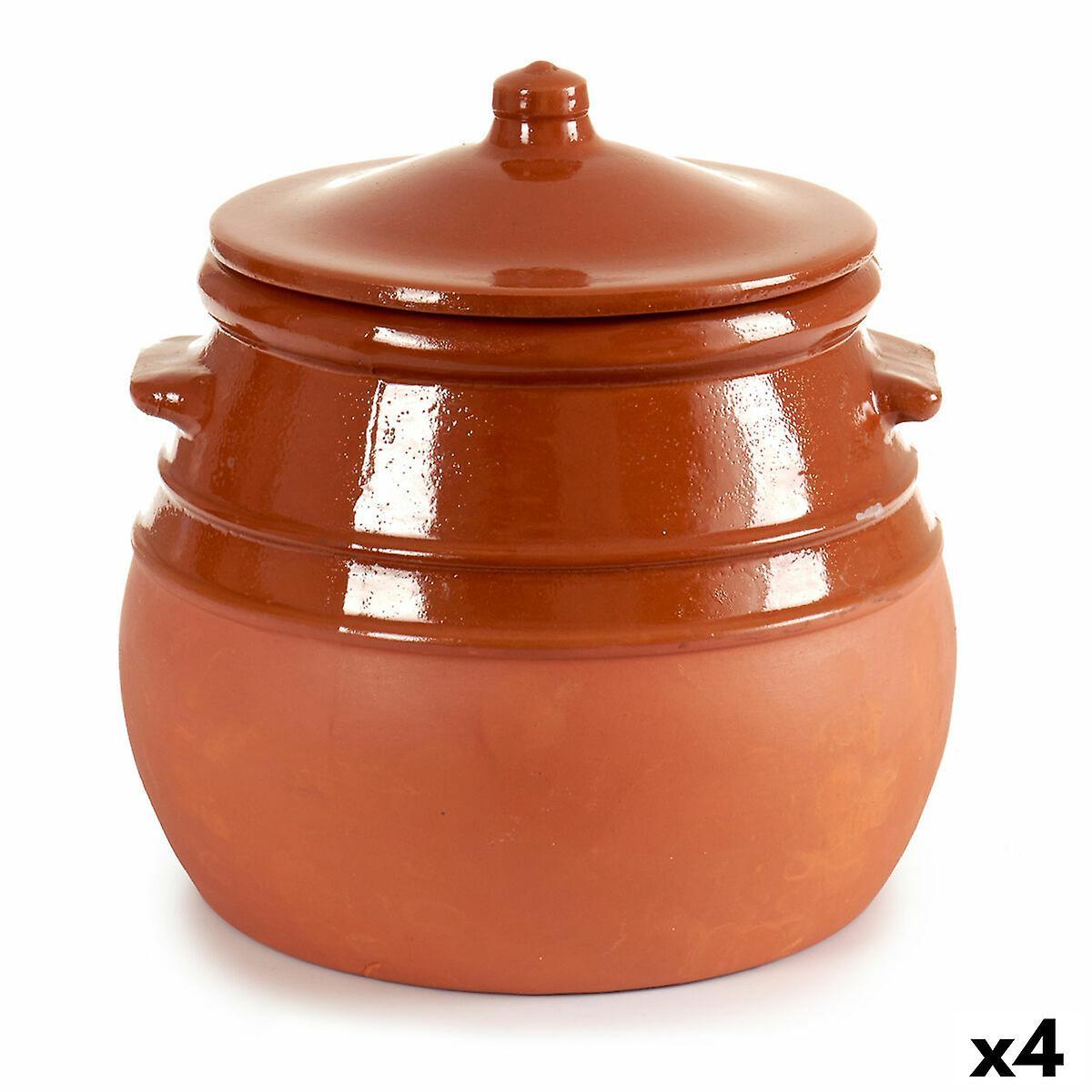 La Dehesa Casserole with Lid Baked clay 3,5 L 23 x 22 x 23 cm (4 Units)