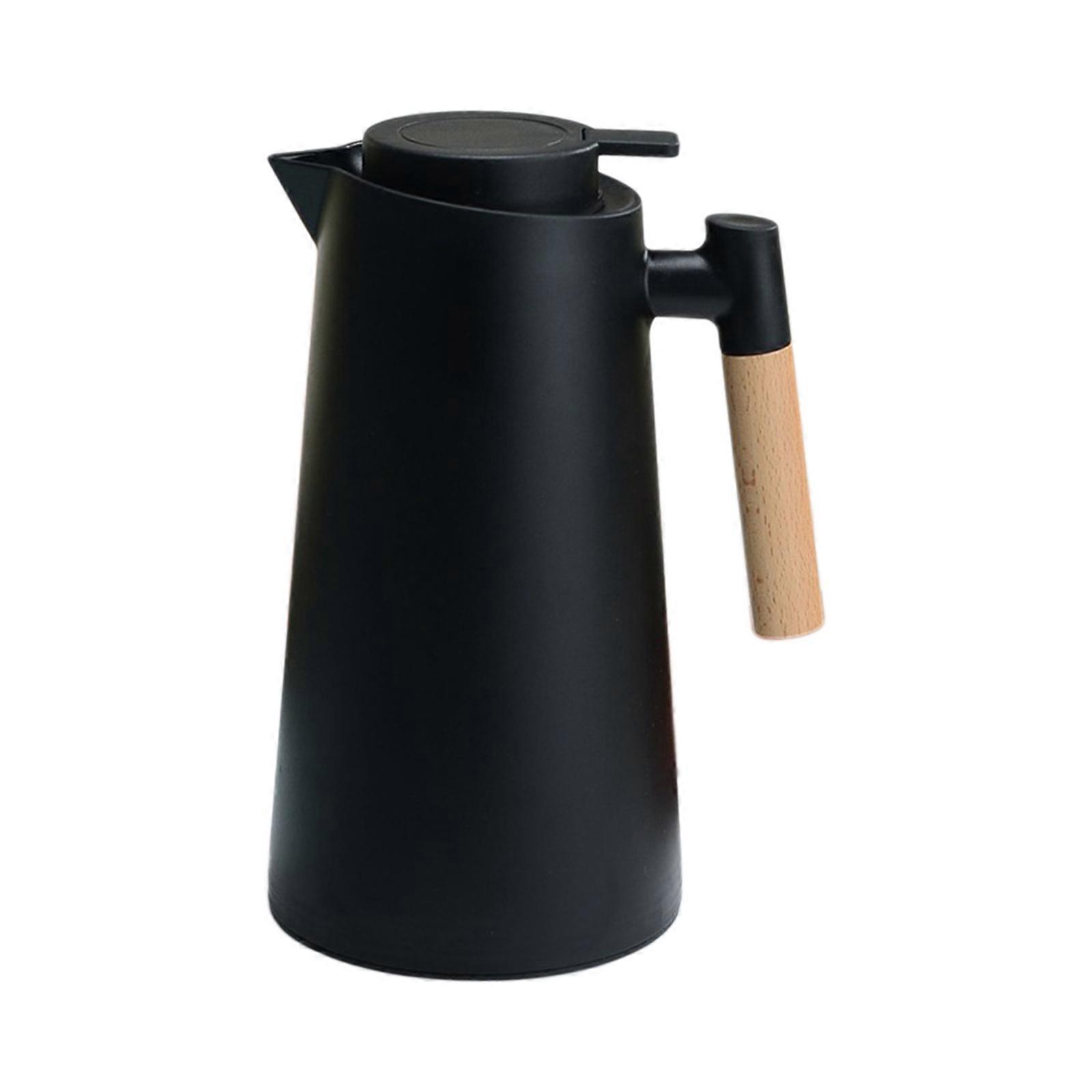 Aoresac 1L Thermal Coffee Carafe Double Walled Vacuum Coffee Pot Thermal Carafe Thermos Pot With Wood Handle Water Kettle Insulated Flask Tea Caraf..