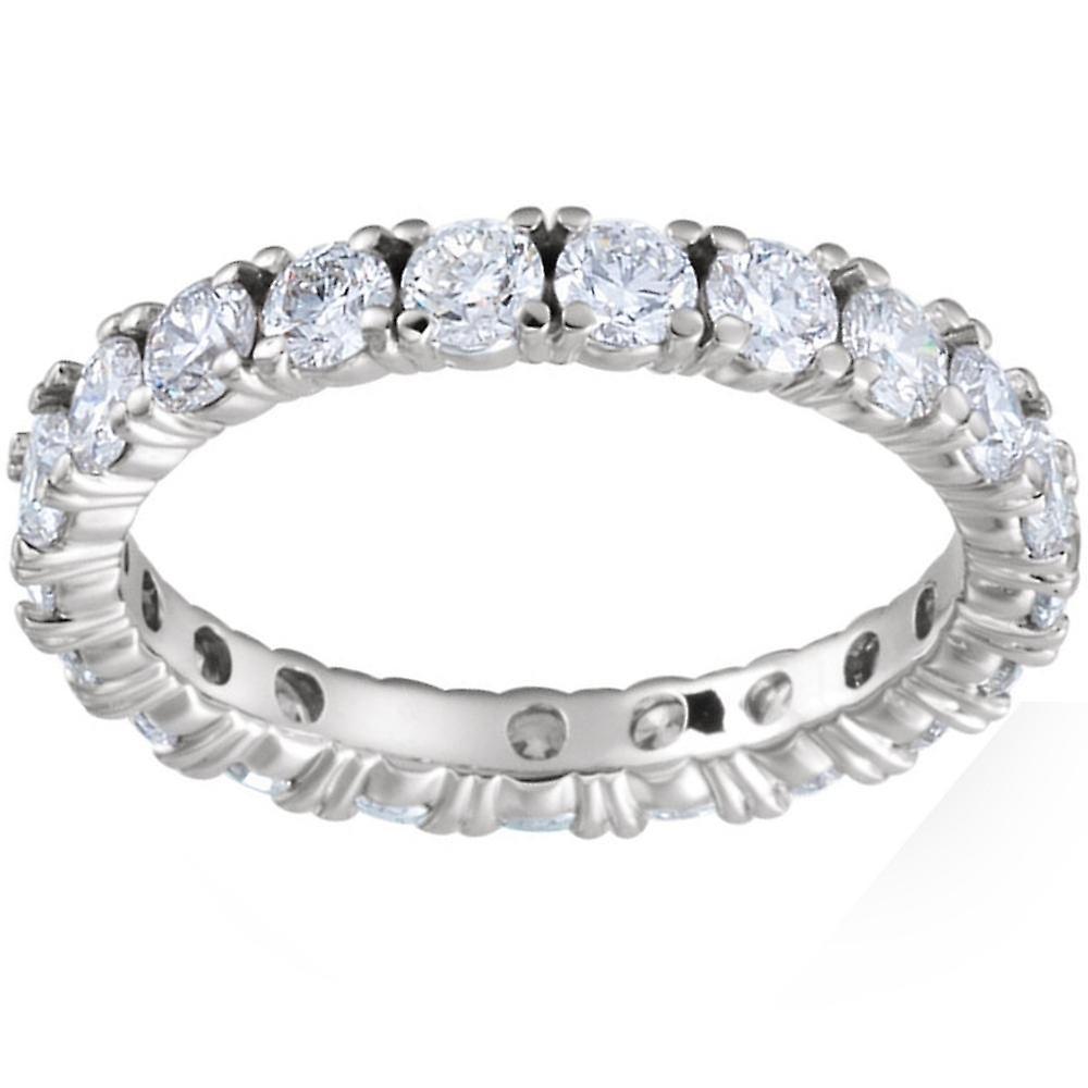 Pompeii3 2 1/8 cttw Diamond Eternity Ring Womens Stackable Round 14k White Gold Band 8.5