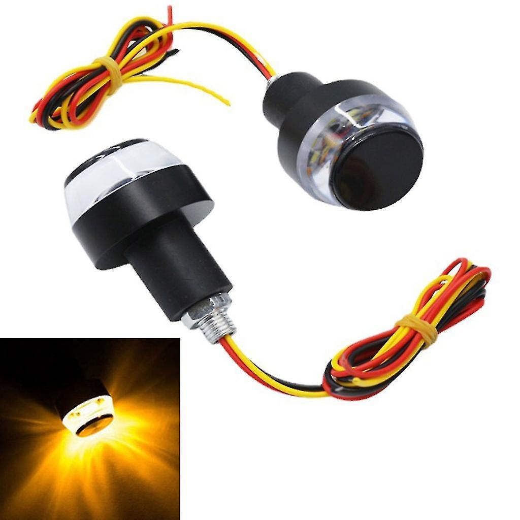 Unbrand 12V Motorcycle LED Handlebar End Turn Signal Light Flasher Handle Grip Light Yellow