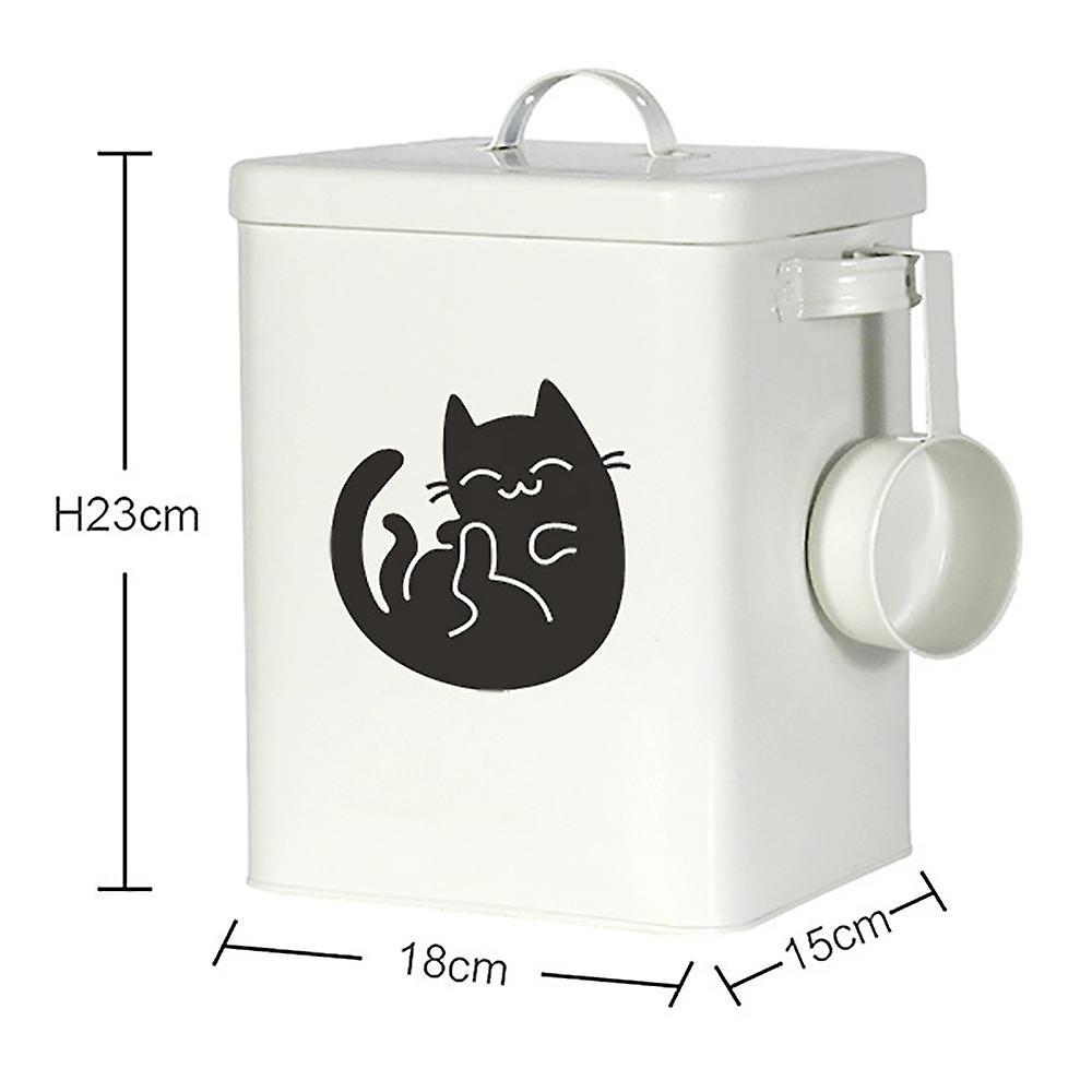 Dinoply Dog Cat Food Storage Container Farmhouse Pet Food Storage Container With Lid And Dry Food Scoop Durable Airtight Food  Container white