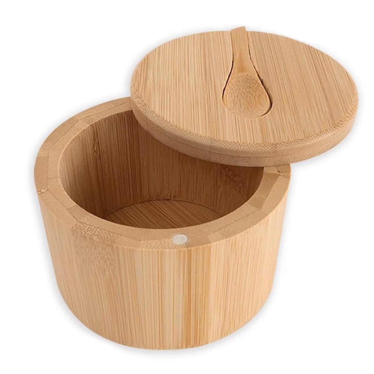 Kxj-salt Box, Twisted Lid Container With Magnetic Twist Lid And Small Wooden Spoon, Salt Spice Storage Box, Used For Kitchen Spices, Spices, Herbs, Pe