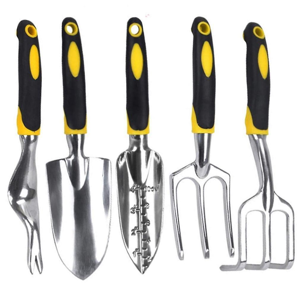 Yeye Garden Tool Set, 5 Piece Aluminum Heavy Duty Gardening Gifts Tool Set With Non-Slip Rubber Grip For