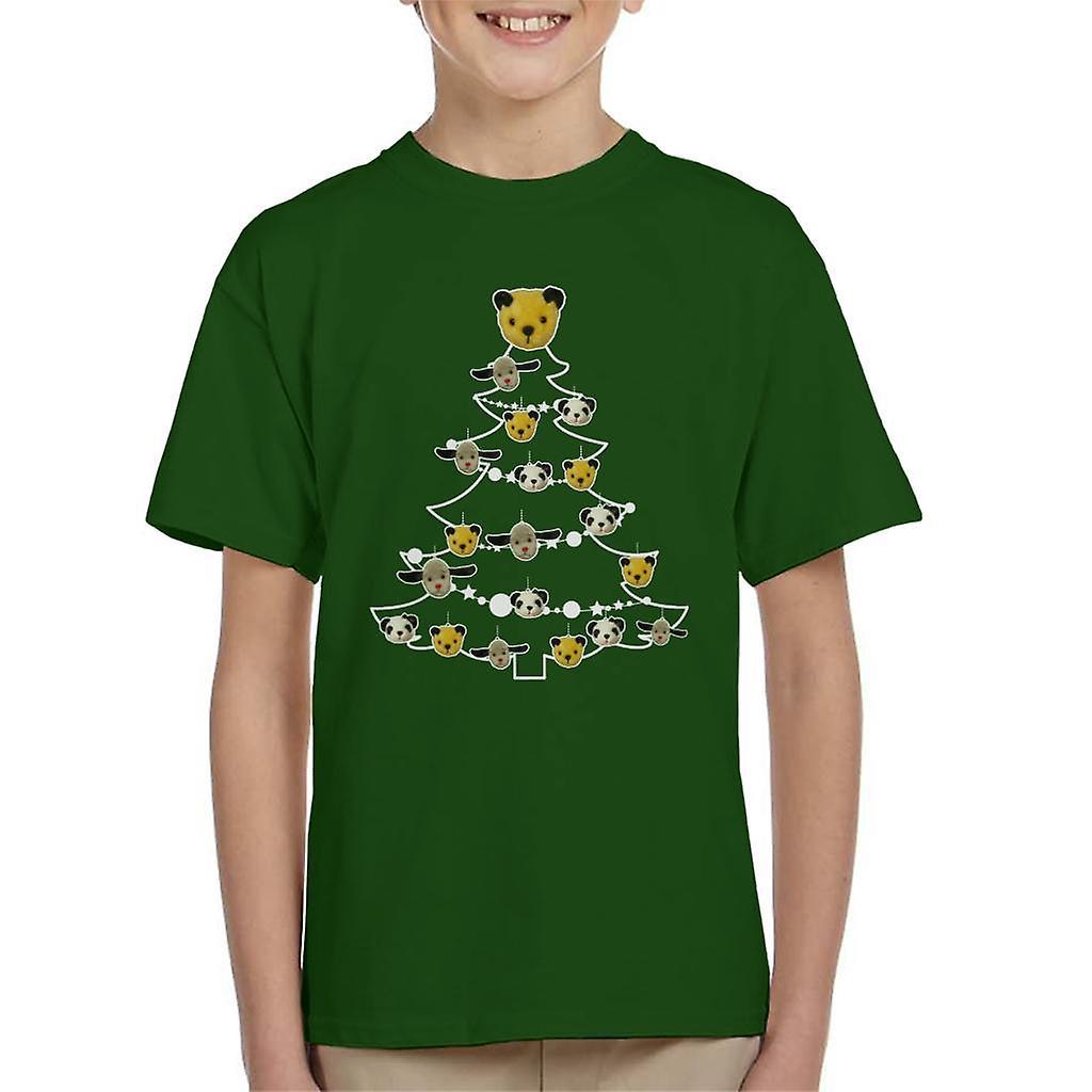 Sooty Christmas Tree White Silhouette Kid's T-Shirt Bottle Green Medium (7-8 yrs)