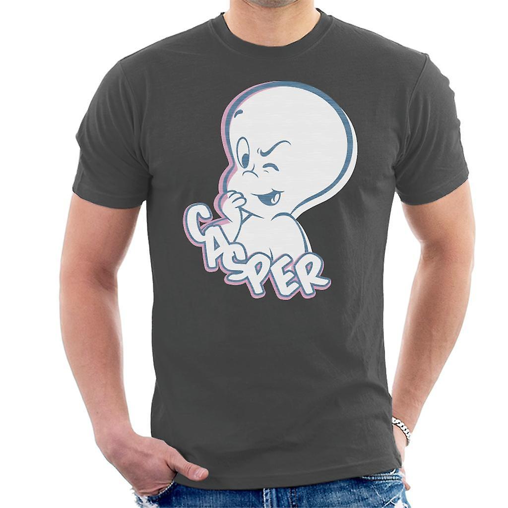 Casper The Friendly Ghost Winking Face Men's T-Shirt Charcoal Large