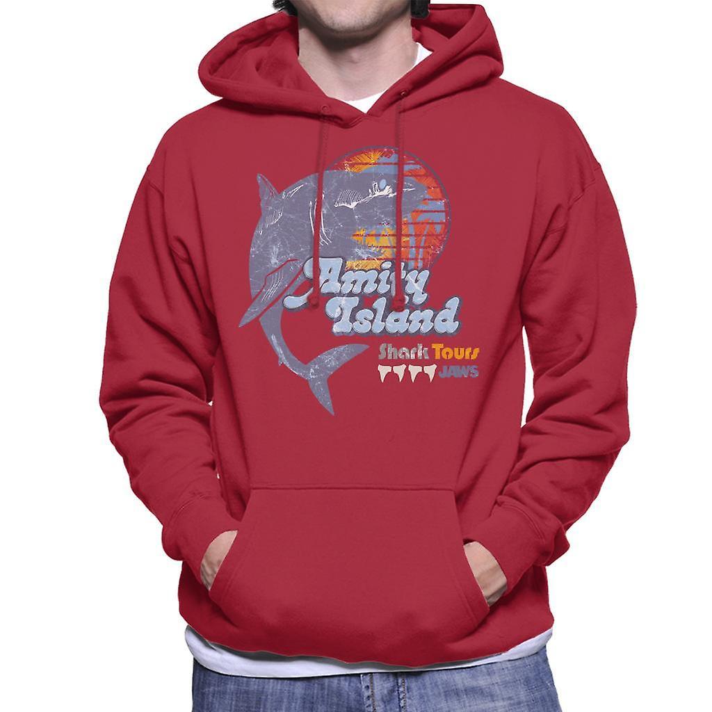 Jaws Amity Island Shark Tours Logo Men's Hooded Sweatshirt Cherry Red Medium