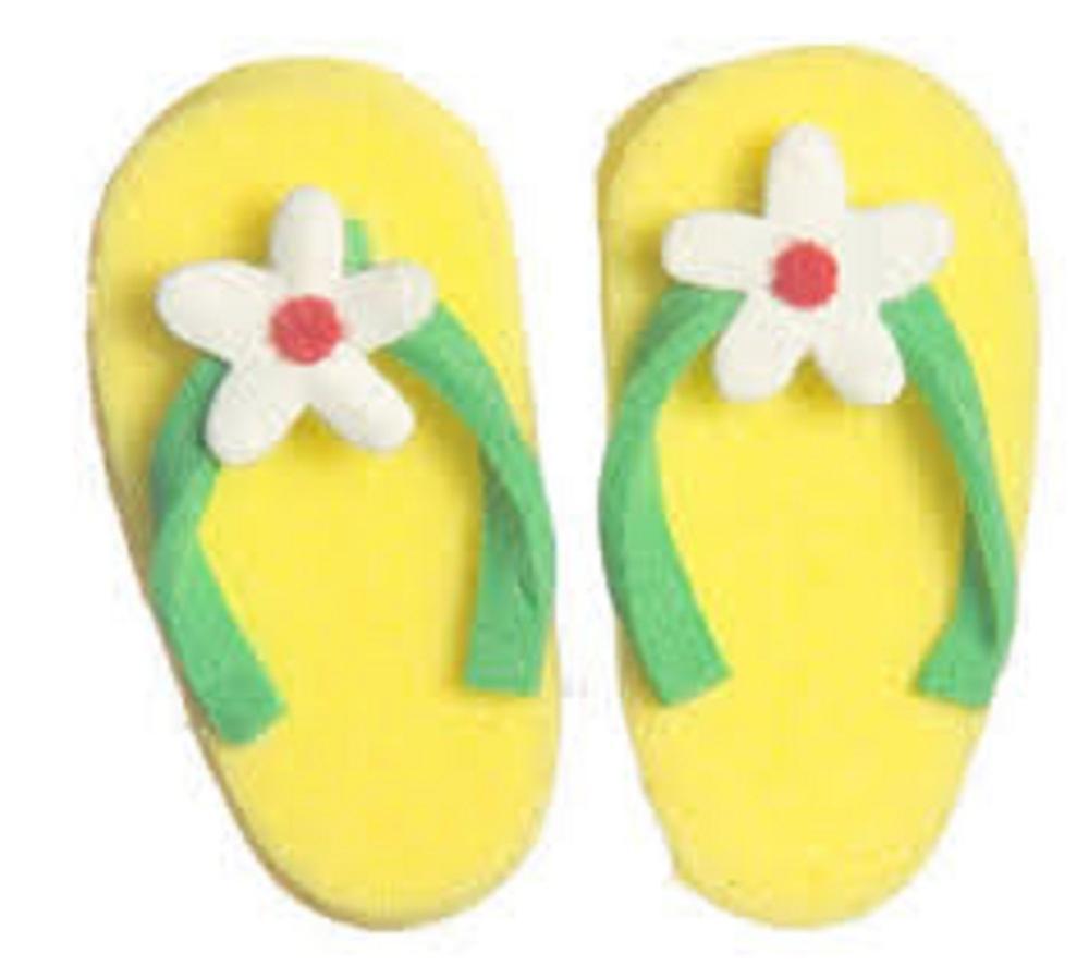 Melody Jane Dolls Houses Dolls House Modern Flip Flops With Flower Yellow Summer Beach Accessory Shoes