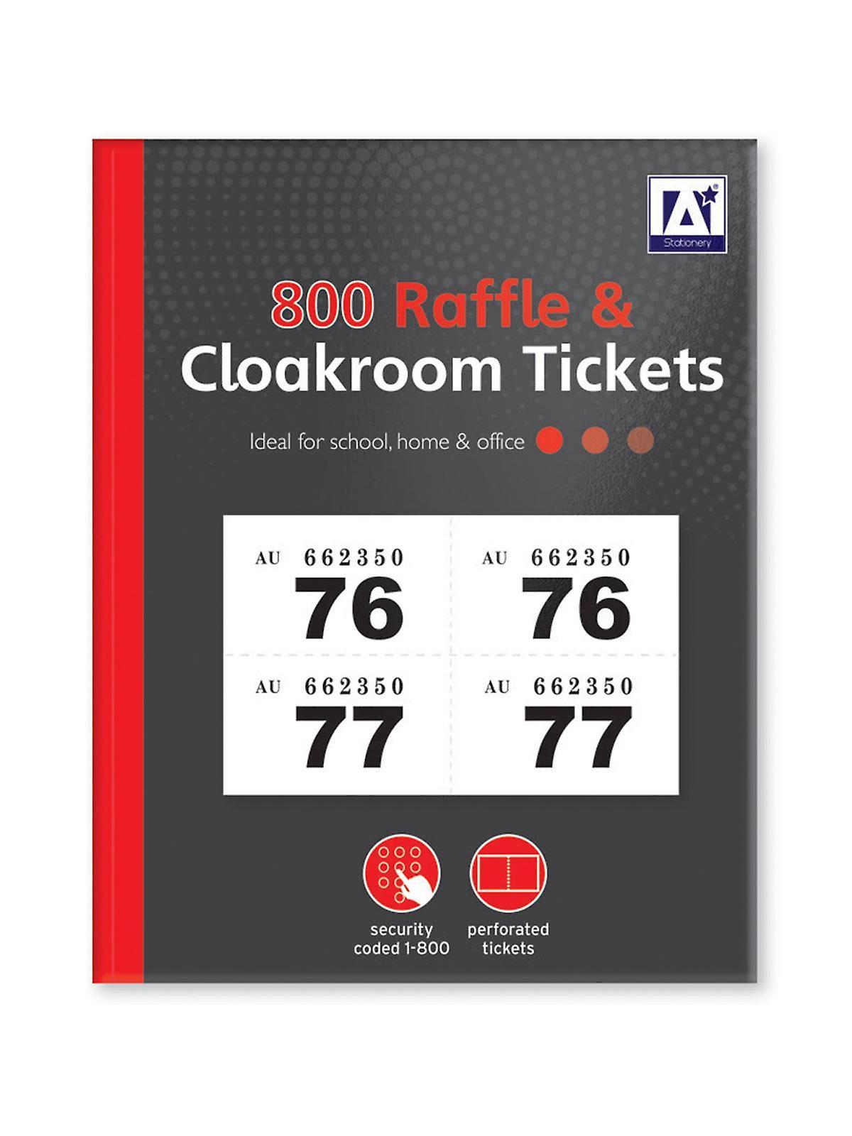 Design Group 800 Raffle & Cloakroom Tickets Book Perforated Security Coded Numbered 1-800