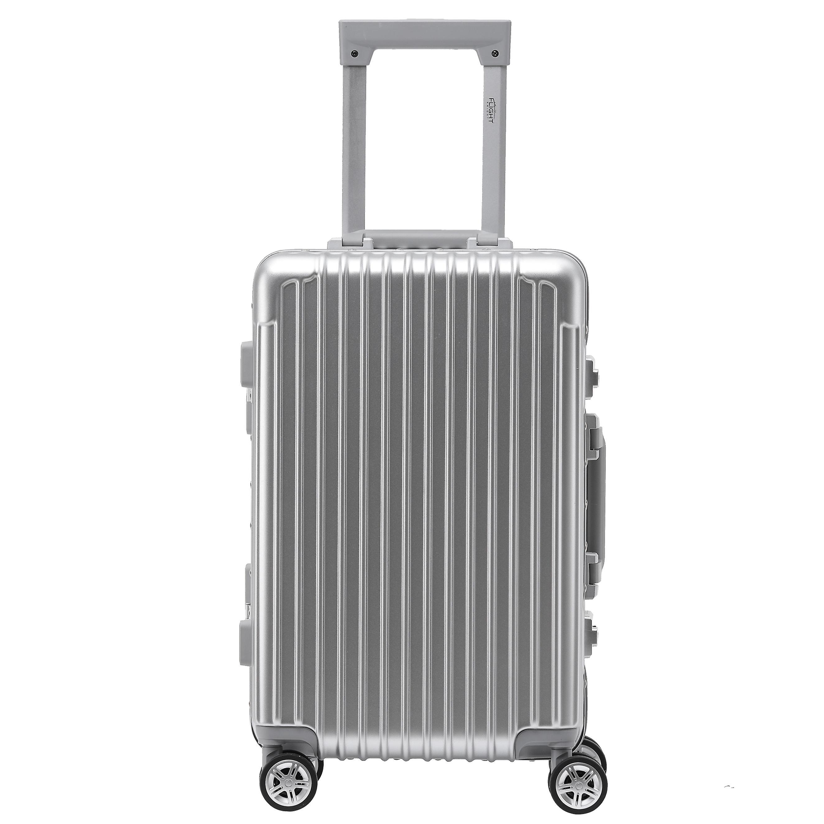 Flight Knight Deluxe Cabin Suitcase Built-in Lock Lightweight Hard Shell Carry On Hand Luggage Silver Cabin - 55x35x20cm