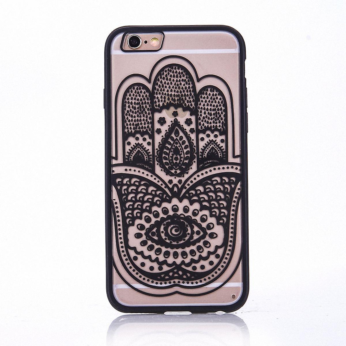 König Apple iPhone SE 2020 Phone Case Mandala Case Case Hand Fatima Black