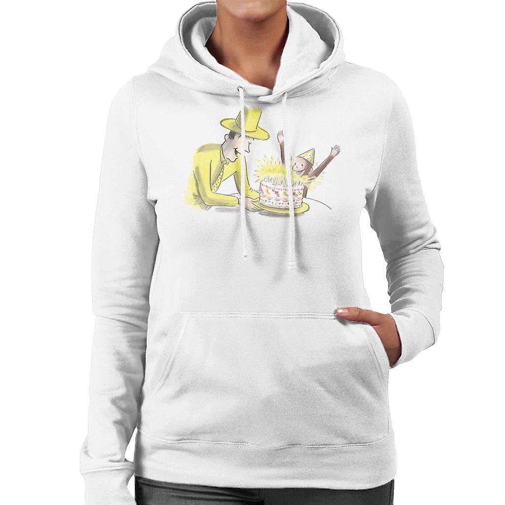 Curious George Birthday Cake Women's Hooded Sweatshirt White XX-Large